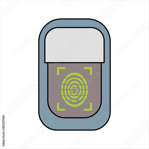Fingerprint Scanner Vector Icon on White Background