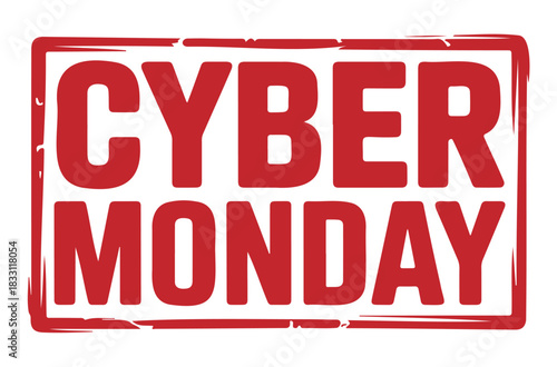 Cyber Monday red rubber stamp grunge vector illustration for online shopping promotions isolated on white background