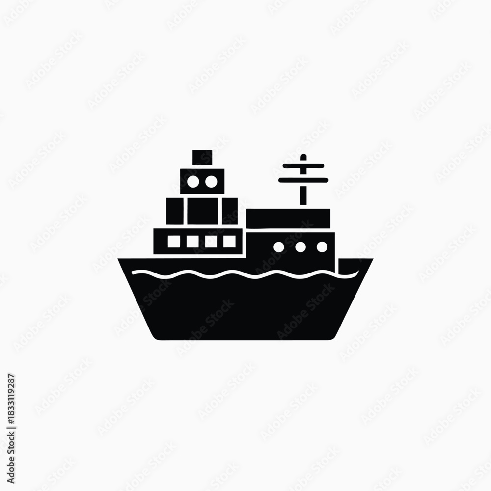Obraz premium large cargo ship icon silhoutte vector template