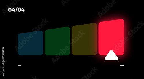 Futuristic Gauge Meter UI Element. Neon Speedometer Dashboard Graphic. SciFi Performance Level Indicator.