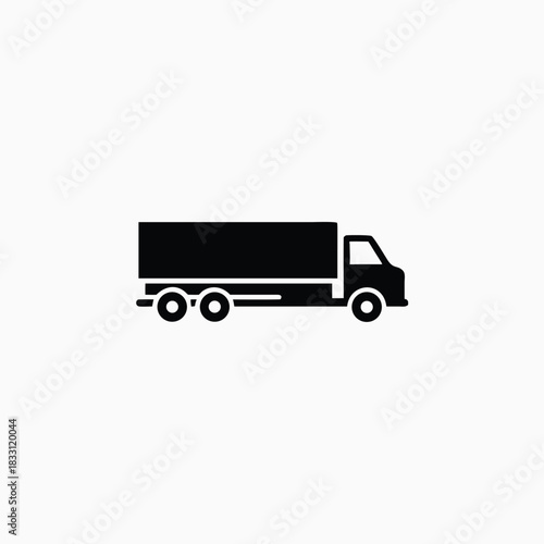 long truck icon silhoutte vector template