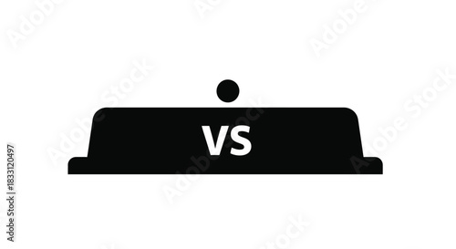 A simple black versus symbol representing competition or contrasting elements