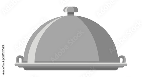 A grayscale illustration of a covered serving dish on a plate