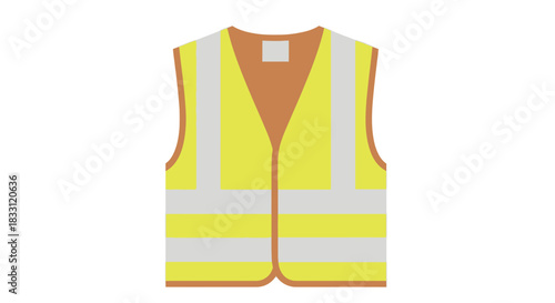 A bright yellow safety vest with reflective stripes isolated on white