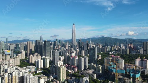 Aerial View of Urban Scenery in Futian Central District, Shenzhen
