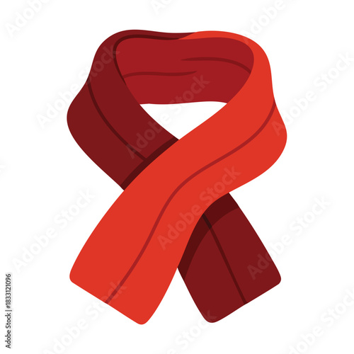 Red ribbon symbolizing support and awareness on a clean white background representing unity and compassion