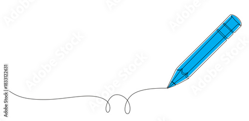 Continuous line art of a pencil with curved lines. Stationery concept. This icon is for a stationery store banner. Vector illustration with attractive colors.