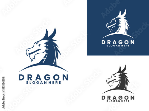 Dragon head logo design icon vector template