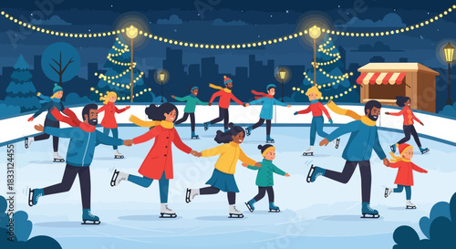 Outdoor Ice Skating Scene