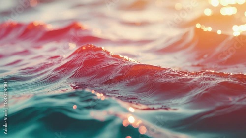 Vibrant Water Surface with Gentle Waves and Reflective Sunlight Bokeh