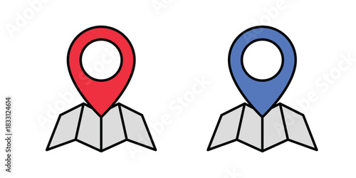 Map location pins icon set vector