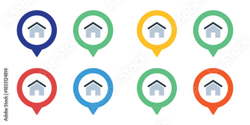 Map location pins icon set vector