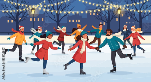 Outdoor Ice Skating Scene