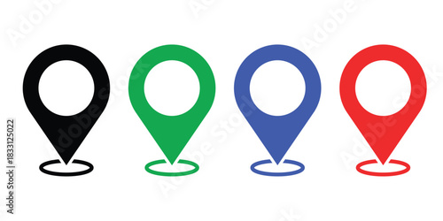 Map location pins icon set vector