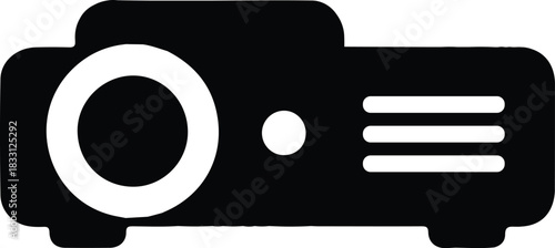 Projector Icon for Presentation and Media Display, Simple black projector symbol representing video projection, presentations, business meetings, and multimedia display for digital interfaces or inst
