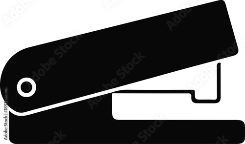 Stapler icon representing office supplies, Black silhouette stapler icon symbolizing stationery, office organization, paperwork management, and productivity tools for business or educational contexts
