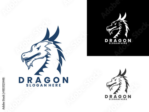 Dragon mythology logo design vector template