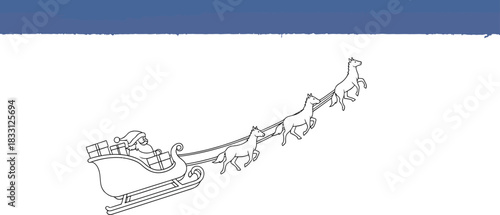 Santa's sleigh pulled by reindeer flying through the night sky on christmas eve