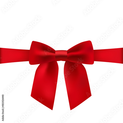 Red Bow, Red Ribbon, Festive Element, Christmas, Birthday, Surprise, Gift, Isolated, Concept, Vector