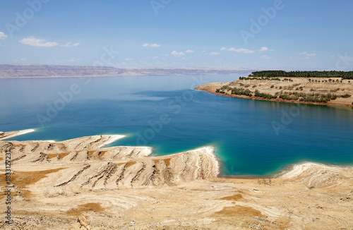 The Dead Sea landscape view from Jordan
