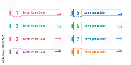 Eight steps colorful banner set. Bar banner concept for business, education, annual report, magazine