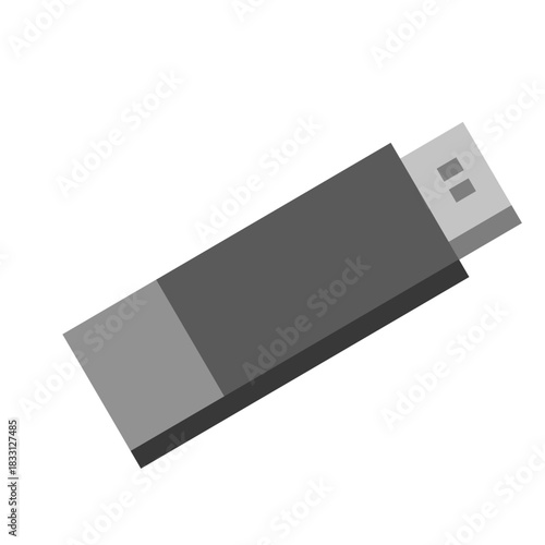 Simple illustration of a gray USB flash drive on a white background, angled slightly.
