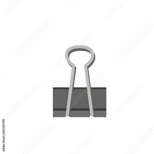 A simple illustration of a gray binder clip isolated on white background.