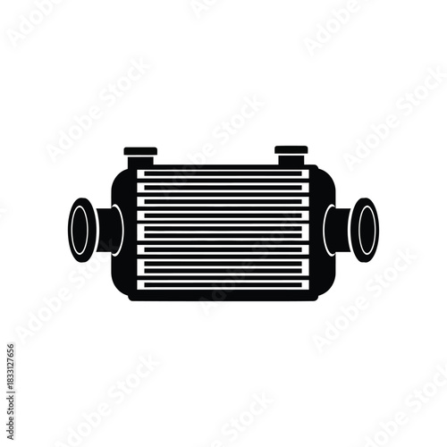 Black silhouette of a car intercooler with pipes engine
