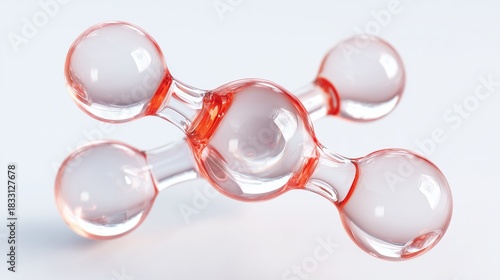 Molécule transparente en verre rose avec structure tétraédrique