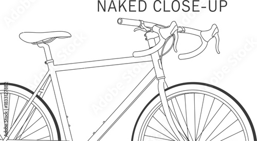 Minimalist line art illustration of a road bicycle on a white background