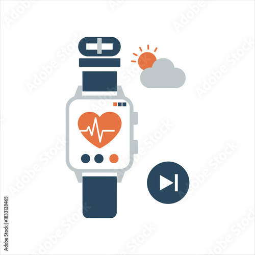 Smart Watch Technology Vector Icon on White Background