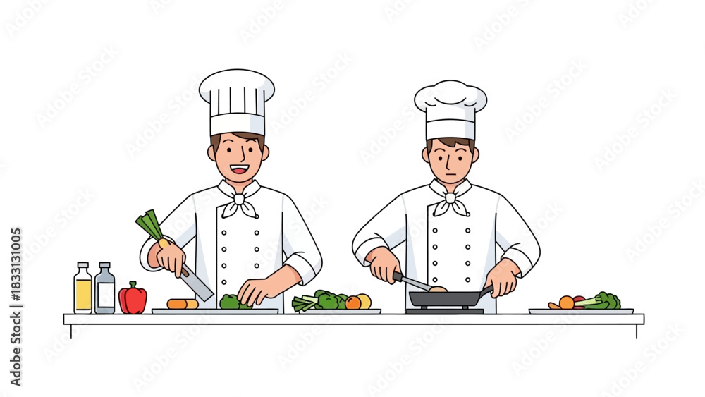 custom made wallpaper toronto digitalTwo chefs preparing food with focused concentration and culinary skill.