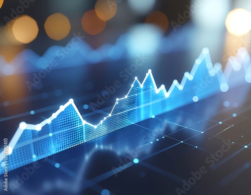 Abstract blue stock market data analysis graph