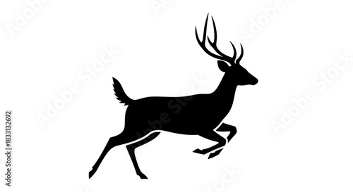 Silhouette of a Majestic Deer Leaping Gracefully.
