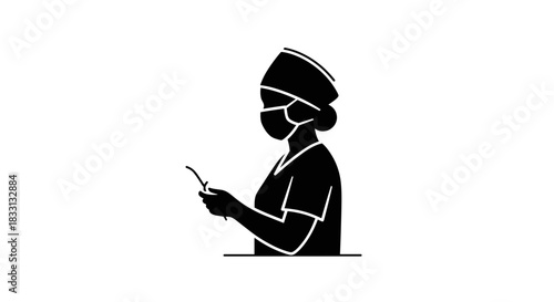 Silhouette of a Medical Professional in Action.