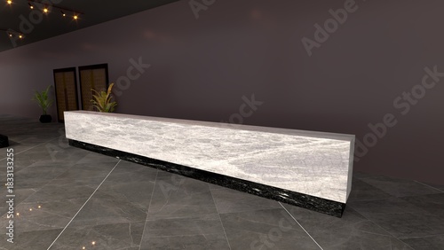 Info desk, welcome counter mockup, event area, counter, registration stand. Mockup for events, exhibitions and presentations.	
