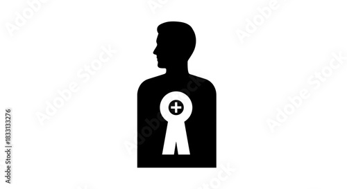 Silhouette of a Person with Positive Health Symbol.