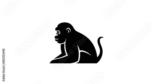Silhouette of a Seated Monkey A Study in Simplicity.