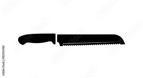 Silhouette of a Serrated Bread Knife for Cutting.