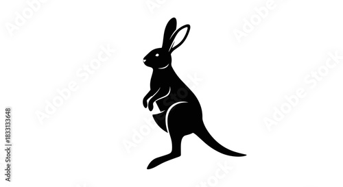 Silhouette of a Standing Hare or Jackrabbit Illustration.