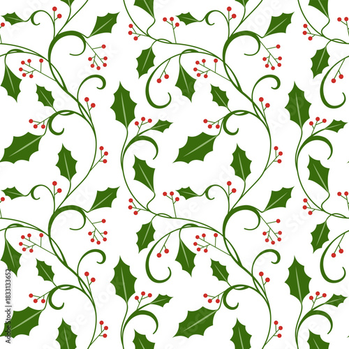 Holly berry seamless pattern