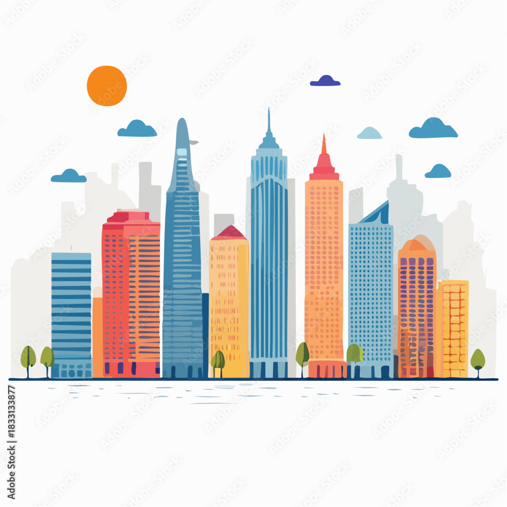 Obraz premium Modern city skyline vector illustration.