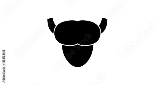 Silhouette of a Viking Helmet with Horns on White Background.