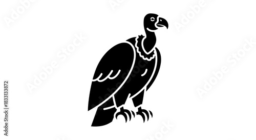 Silhouette of a Vulture Majestic Bird of Prey Illustration.