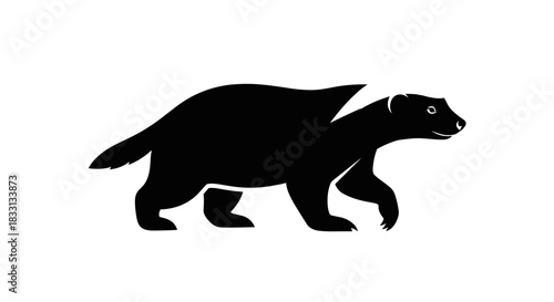 Silhouette of a Walking Badger Wildlife Illustration.