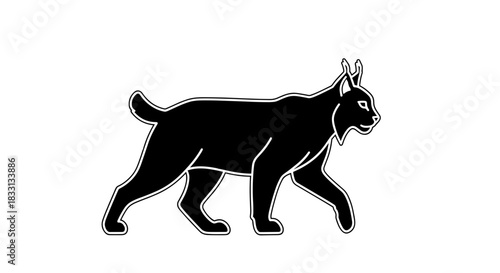 Silhouette of a Walking Lynx A Wildlife Illustration.