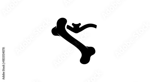 Silhouette of Bone and Bat for Halloween Decoration.