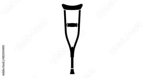 Single Black Crutch Illustration for Medical Assistance.