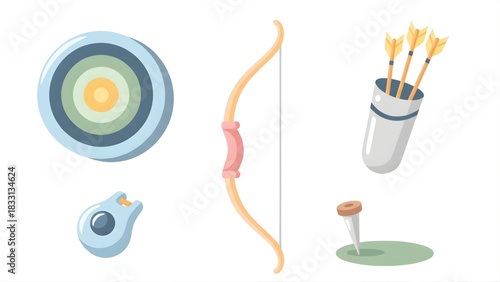 Collection of Archery Equipment and Targets for Sports and Recreation