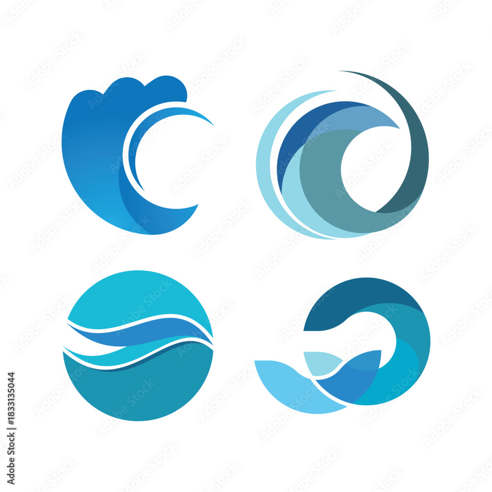 Naklejka premium Water waveocean logo
